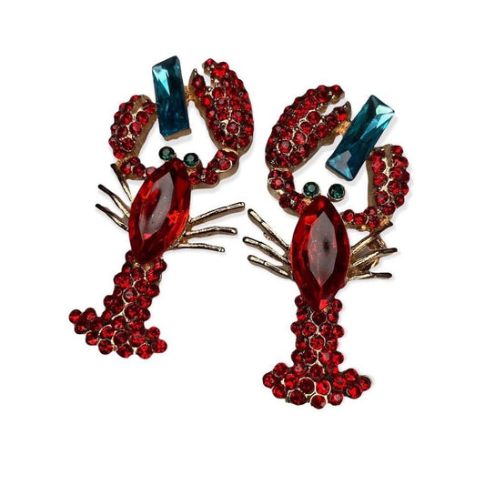 It’s My Lobster glass and brass earrings
