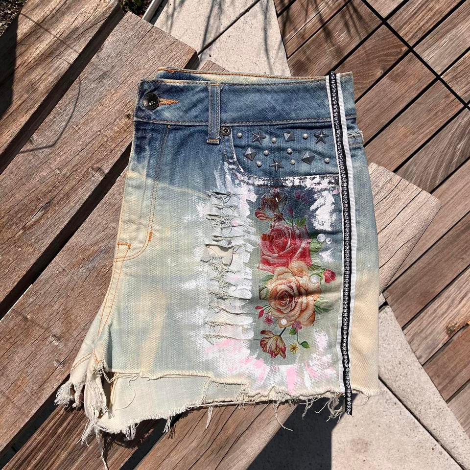 Beach Bum Refashioned L.L. Bean jean shorts, size 6