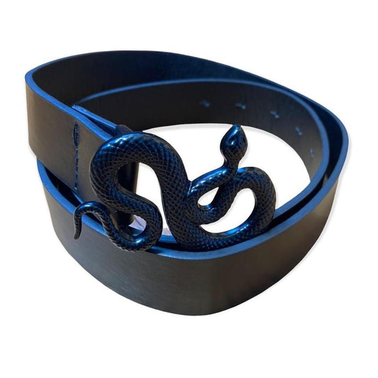 Snake Buckle adjustable faux leather belt