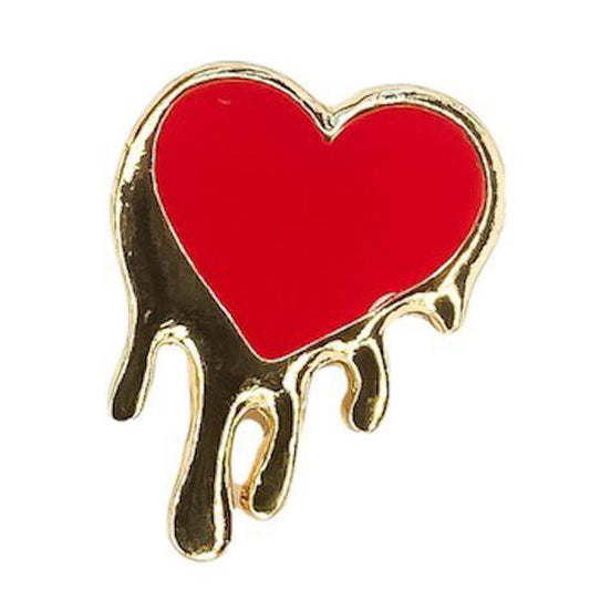 Dripping heart enamel pin