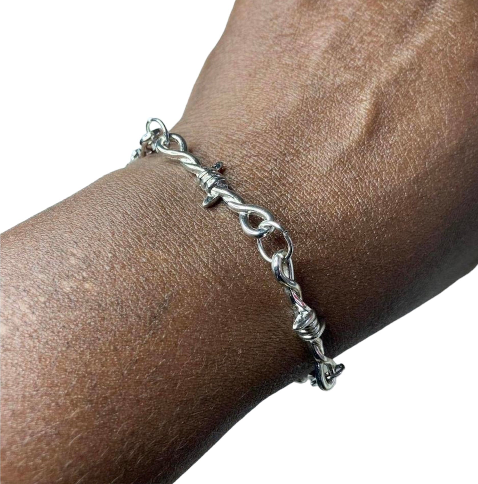 Beautifully Handamde Solid 925 Sterling Silver Barbed Wire Bangle Men's  Bracelet | eBay