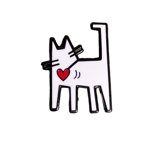 Happy Heart Cat enamel pin